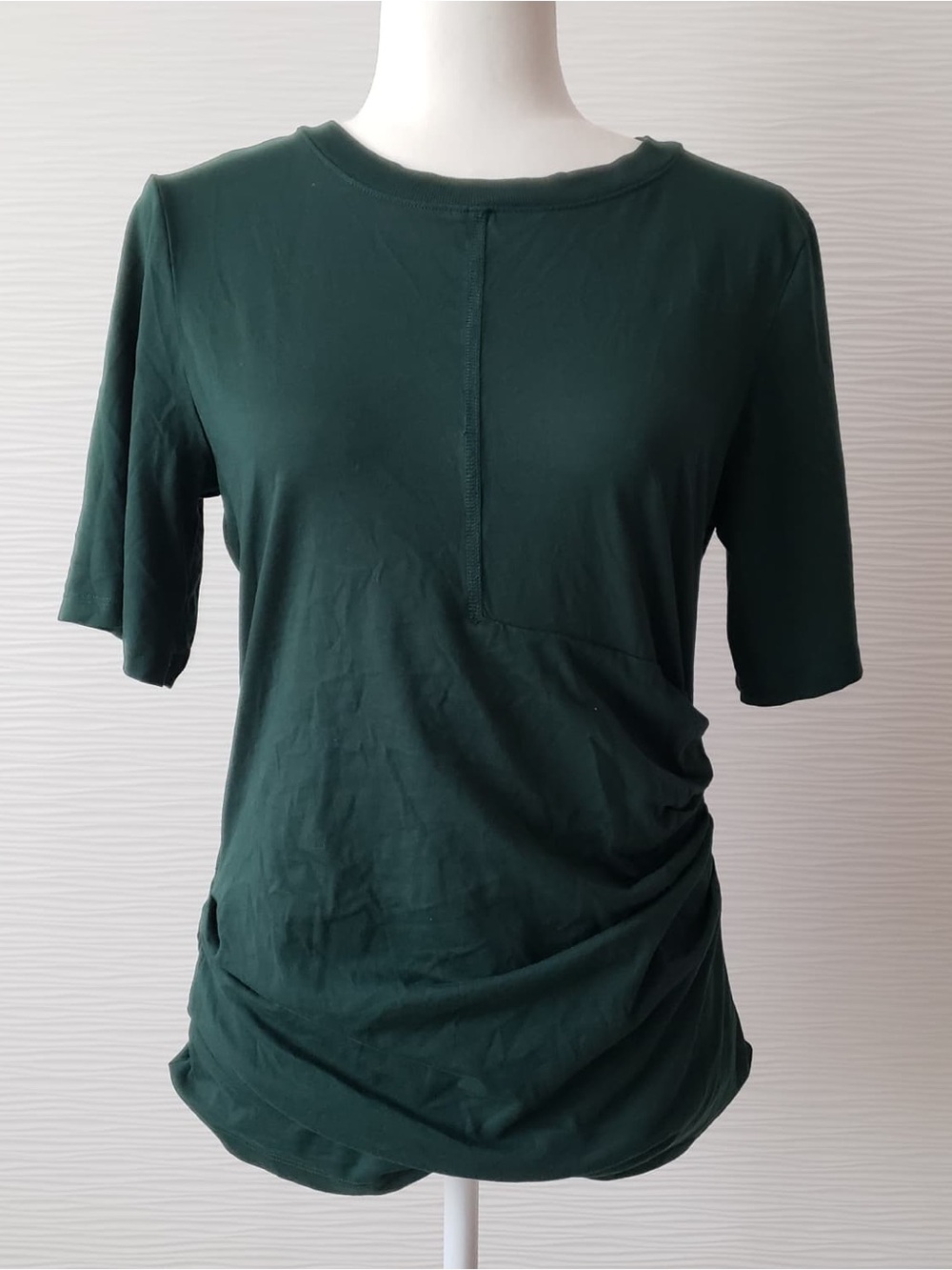LOFT Forest Green Short Sleeve Ruched Tee
